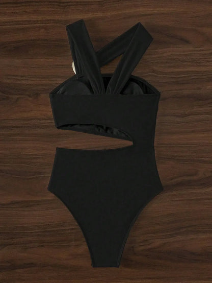 3D Flower Solid 2026 One-shoulder Swimwear Women Sexy Push UP Hollow One Piece Swimsuit Monokini Summer Beach Lady Bathing Suit