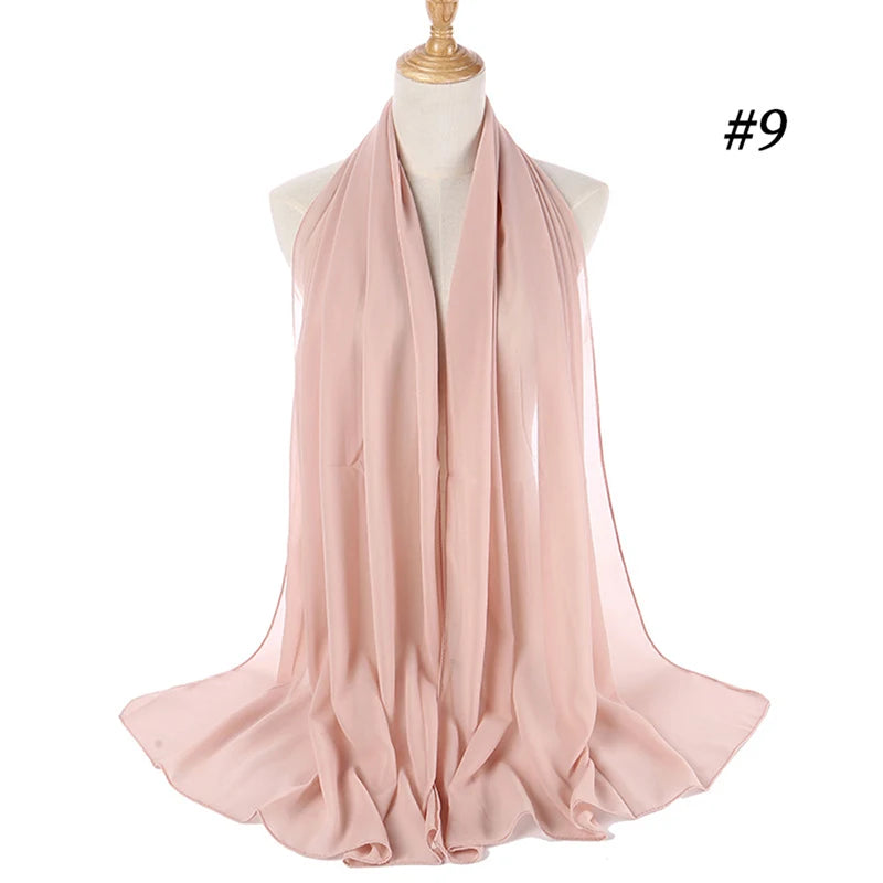 Muslim Chiffon Hijab Women Bubble Chiffon Scarf For Women Ladies Veil Muslim Islam Solid Color Malaysia Musulman Wrap Scarves