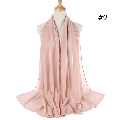 Muslim Chiffon Hijab Women Bubble Chiffon Scarf For Women Ladies Veil Muslim Islam Solid Color Malaysia Musulman Wrap Scarves