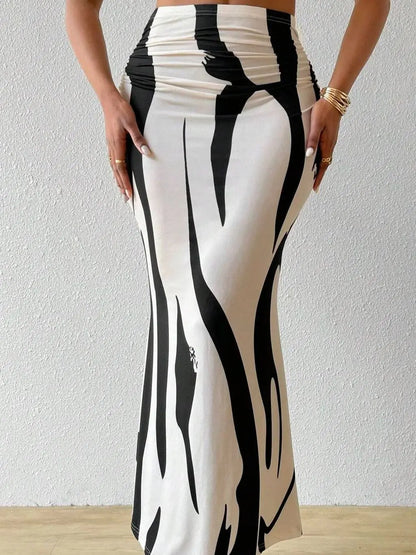 Women's Summer Printed Pleated Skirt