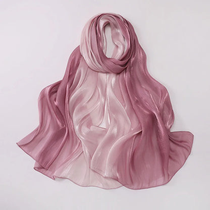 Two-color Shimmer Shiny Satin Hijab Crinkle Scarves Shawl Women Muslim Hijab Crepe Bandana Islamic Shimmer Silk Hijab
