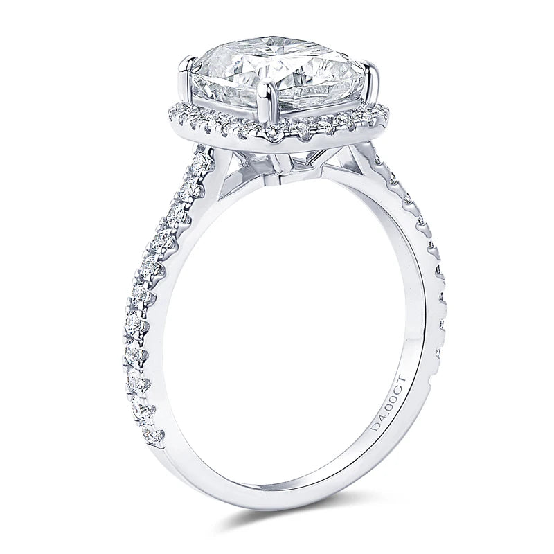 IOGOU Luxury 4ct Moissanite Halo Engagement Ring Certified Cushion Cut Diamond Wedding Rings 925 Sterling Sliver Wedding Jewelry