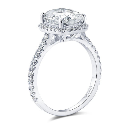 IOGOU Luxury 4ct Moissanite Halo Engagement Ring Certified Cushion Cut Diamond Wedding Rings 925 Sterling Sliver Wedding Jewelry