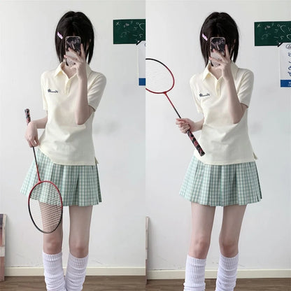 Japanese JK Uniform Polo Shirt and Skirt Suit Spring and Summer Wear Genuine All-match College Style Female Cute Lady Quiet