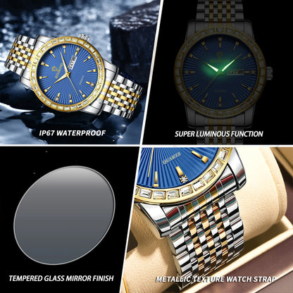 BINBOND Luxury Quartz Watches For Men Luminous Waterproof Men's Wristwatch Reloj Hombre Original Man Watch With Diamond