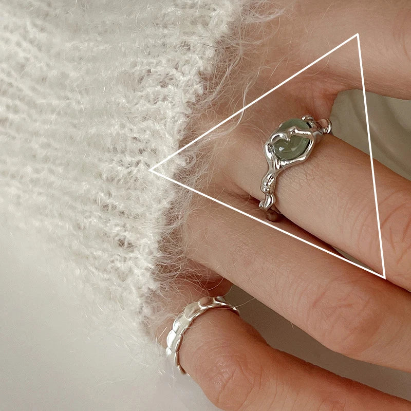 VENTFILLE 925 Sterling Silver Geometric Multilayer Round Bead Ring Female Fashion Punk Temperament Prevent Allergy Charm Jewelry