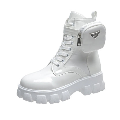 Platform New Women Boots Motorcycle Shoes Woman Leather Minimalist Classic Punk Female Goth Shoes Casual Boots Women Mary Jane