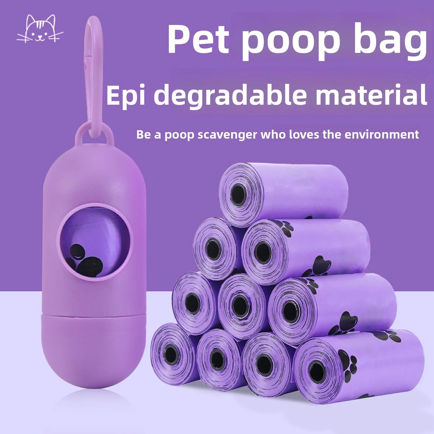 20Rolls Dog Poop Bag Outdoor Cleaning Poop Bag Biodegradable Cat Dog Garbage Bag with Dispenser Gift Dog Waste Bags Pet Supply