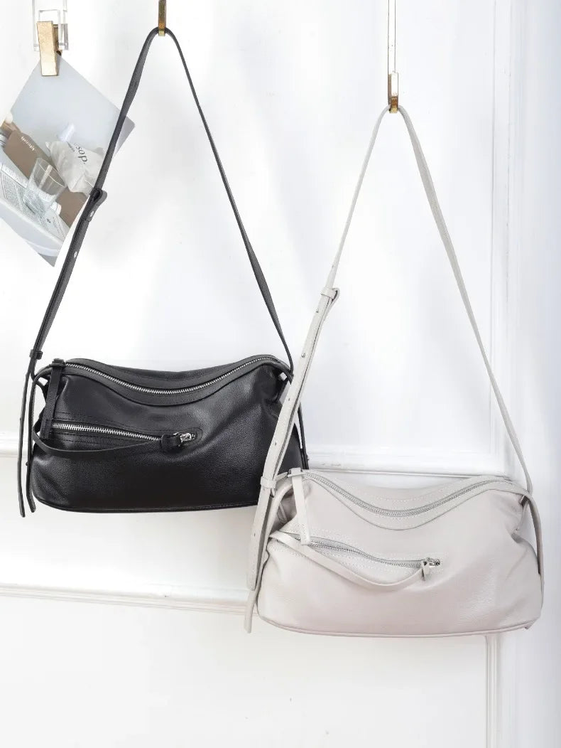 High Quality 2025 Luxury Cowhide Real Leather Crossbody Bowling Bag for Women - Ideal Commuter Bag & Ladies Gift