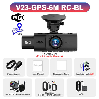 WIFI Dash Cam 3 Camera 4K UHD Car DVR 2/3Lens Camera Video Recorder Black Box GPS Dash Cam Auto Loop Recording Car Accessories