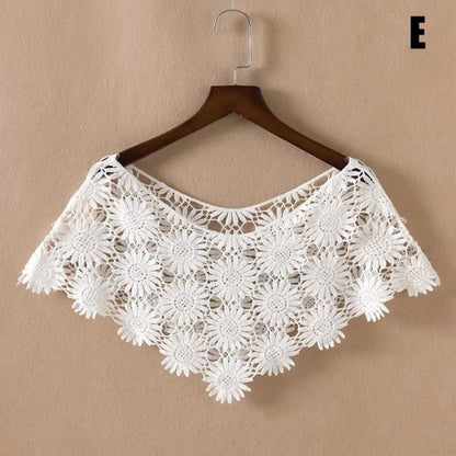 Women Vintage Crochet Knit Cape Elegant Cute Lace Short Hollow Out Shawls Shrug Poncho Wedding Bridal Evening Dress Lace Scarf