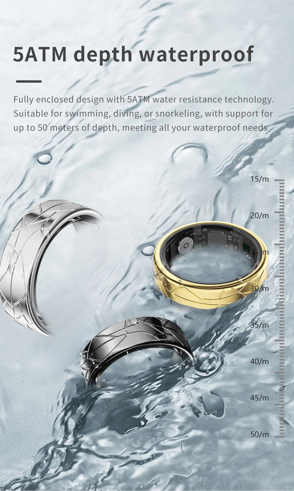 2026 Smart Ring Health and Sleep Tracker Heart Rate Blood Oxygen Monitor Brush Video 5ATM Waterproof Multi Sports Men Women Ring