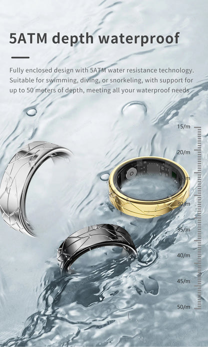 2026 Smart Ring Health and Sleep Tracker Heart Rate Blood Oxygen Monitor Brush Video 5ATM Waterproof Multi Sports Men Women Ring