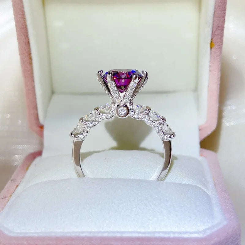 luxury 18K white gold and platinum PT950 marquise colored diamond moissanite ring women's colored special-shaped ring