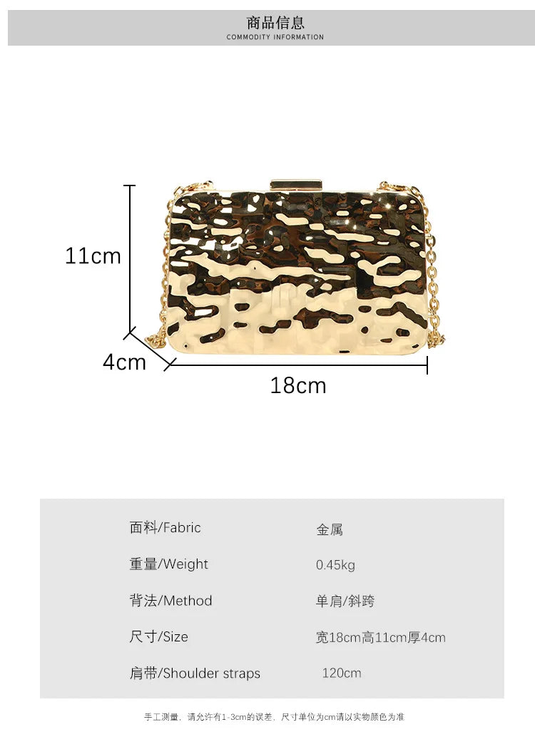 Luxury Golden Evening Bags For Women Wedding Dinner Party Chain Shoulder Cross Body Bag 2024 Designer Purses And Handbags
