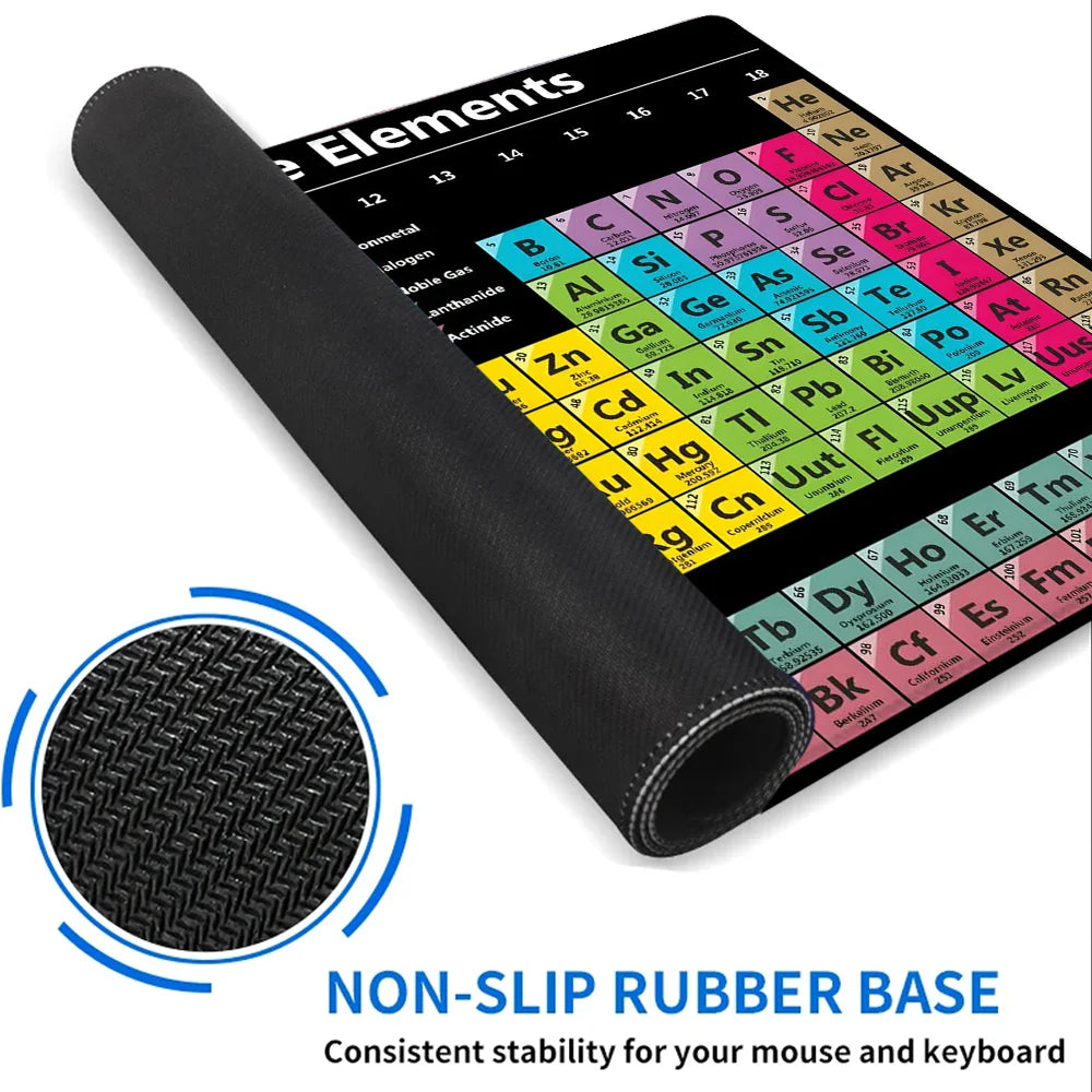Periodic Table Mouse Pad Color Gaming Mousepad Offices Accessories Laptop Office Rubber Non-Slip Rubber Stitched Edge Deskpad