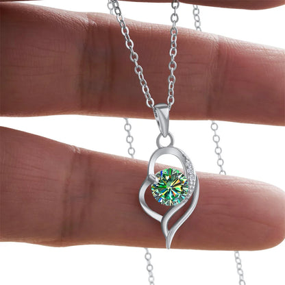 Butterflykiss 925 Sterling Silver Open Heart Pendant Necklace D VVS1 Round Cut Moissanite Love Charm Necklace For Women