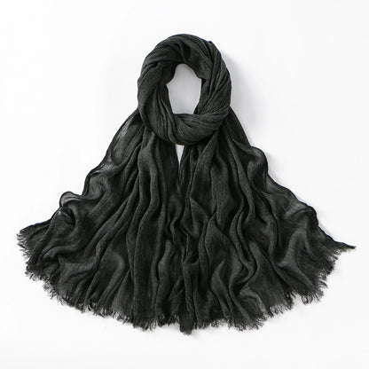 Fashion Crinkle Cotton Royan Hijab Scarf for Muslim Women Islamic Long Soft Shawls Wraps Short Tassel Bufanda Accessories