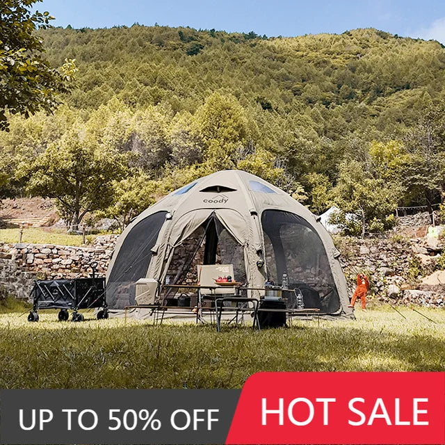 Coody Dome Air Tent Army Green Large Geodesic Inflatable Dome House Quick Setup Family Glamping Tent