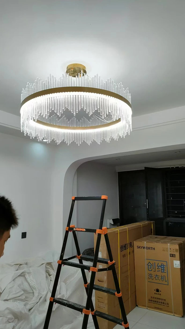 Modern Luxury Crystal Ceiling Chandelier Stainless Steel Living Room Lights Home Decor Dining Room Pendant Lamp Interior Bedroom