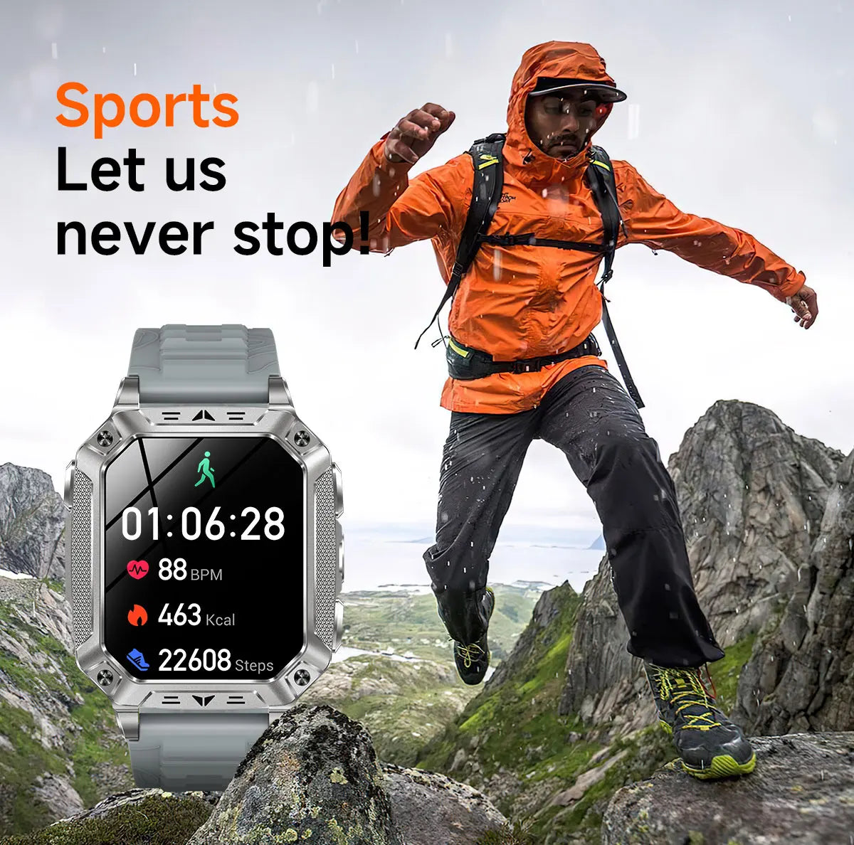 2026 New Outdoor GPS Smart Watch 1400mAh High Capacity Battery 2.01" Sapphire Screen 10ATM Waterproof Dual-color Lamp Smartwatch