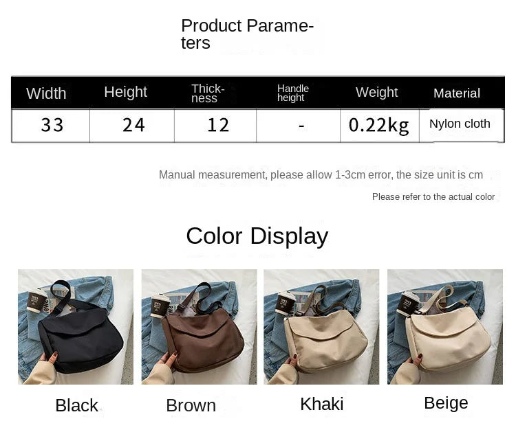 Solid Color Women Crossbody Bag Simple Ladies Shoulder Bag Waterproof Nylon Women'S Handbags Fashion Messenger Bag Women сумка