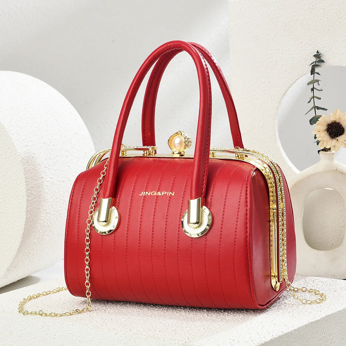 Fashionable Versatile High-End Texture Chain Handbag Shoulder Crossbody Bag for Women Summer New Arrival Boston Pillow Bag