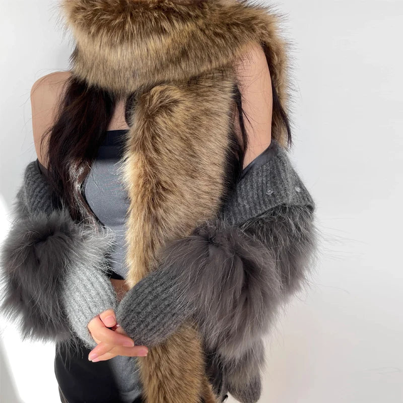 Bulk discount  Y2K Mink Fur Scarf for Women - Winter Plush Long Strip Scarf, European American Style Warm accessory