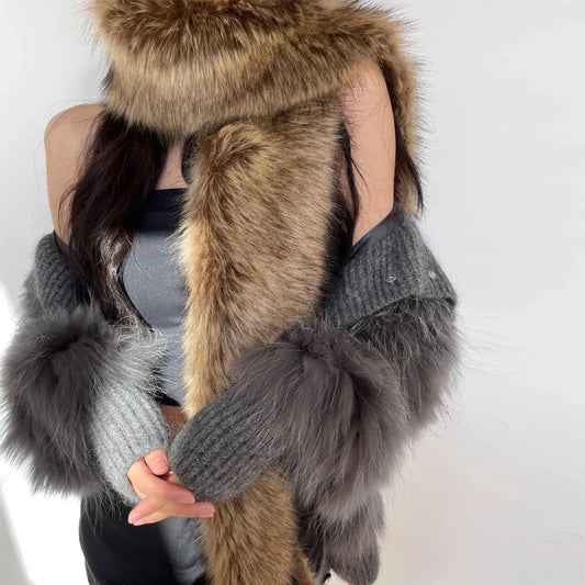 Bulk discount  Y2K Mink Fur Scarf for Women - Winter Plush Long Strip Scarf, European American Style Warm accessory
