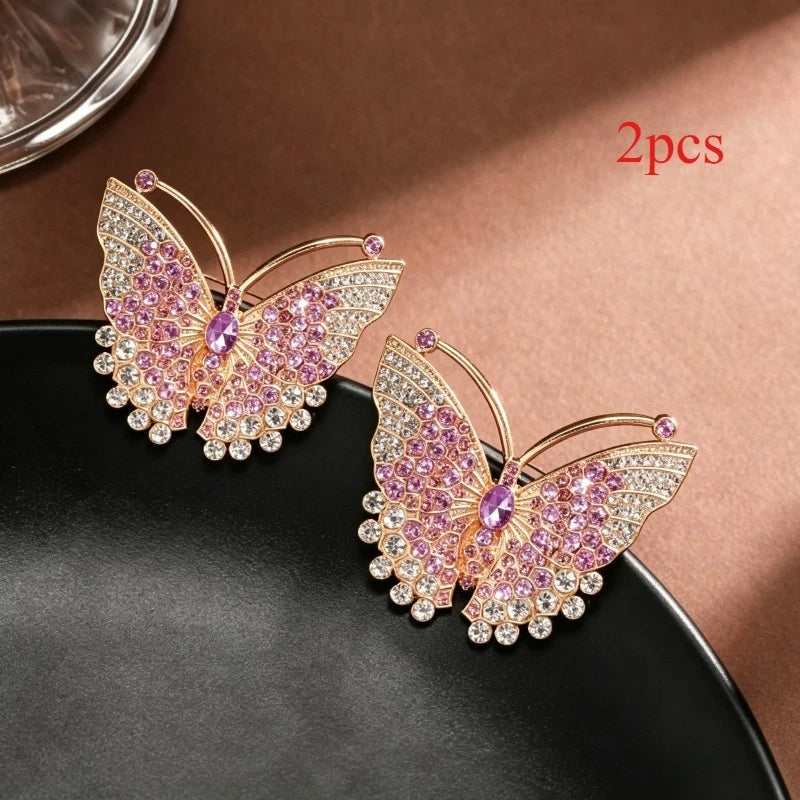 Women Rhinestone Butterfly Brooch Pin Elegant Crystal Diamond Corsage Lapel Badge for Coat Dress Accessories Luxury Jewelry