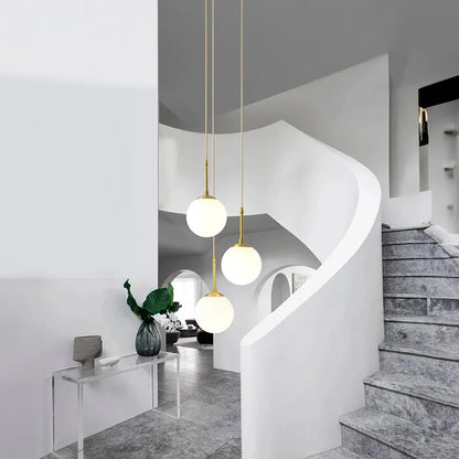 Glass Ball Led Pendant Lamp Modern Fixtures Chandelier Lights for Dining Room Indoor Hotel Lobby Home Decor Stairs Hanging Lamp