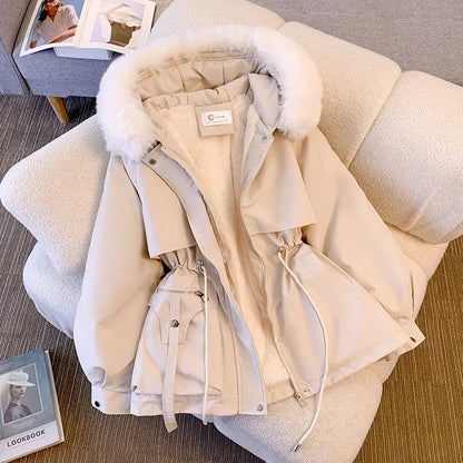 New Winter Women's Down Coat for Women, Slimming Fashionable Down Jacket with Fur Collar for Women Warm Winter Fur-lined Coat