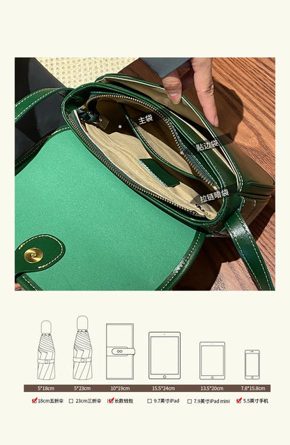 Female Cowhide Luxury Designer Handbags Women's Natural Cow Leather Shoulder Bag Ladies Fashion Small Square Crossbody Bags New