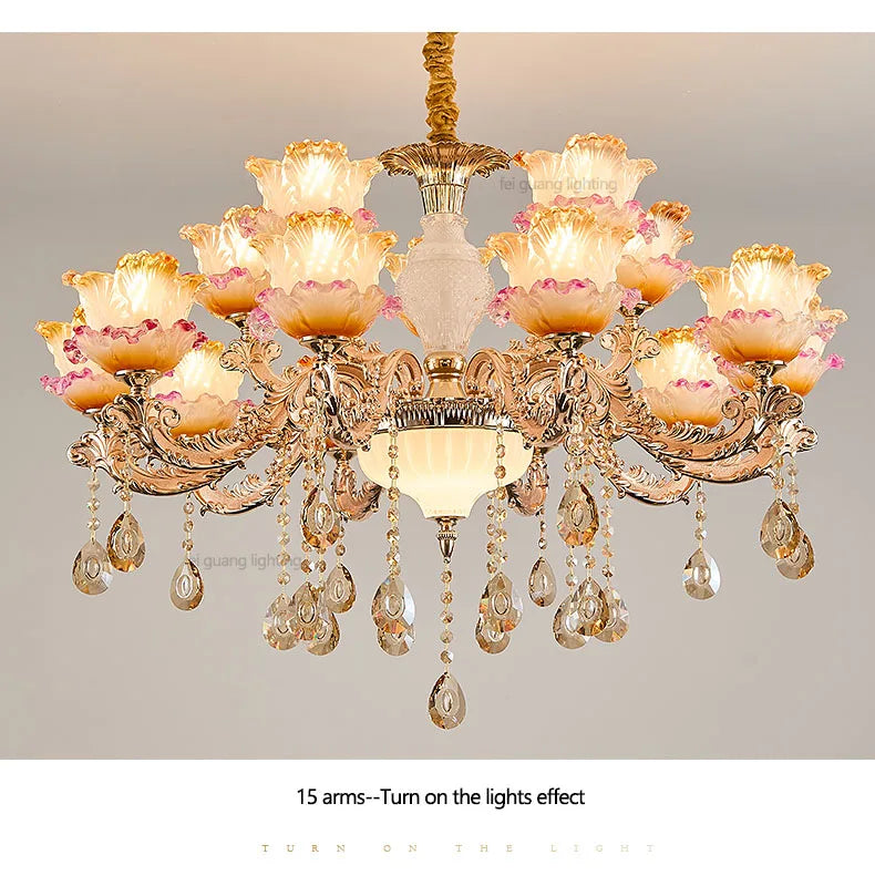 New Bedroom Chandelier  European Luxurious Atmospheric Lighting Fixture Home Living Room Dining Room Light Luxury Crystal Lamps
