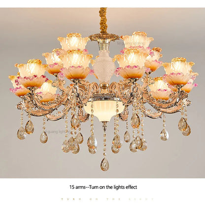 New Bedroom Chandelier  European Luxurious Atmospheric Lighting Fixture Home Living Room Dining Room Light Luxury Crystal Lamps