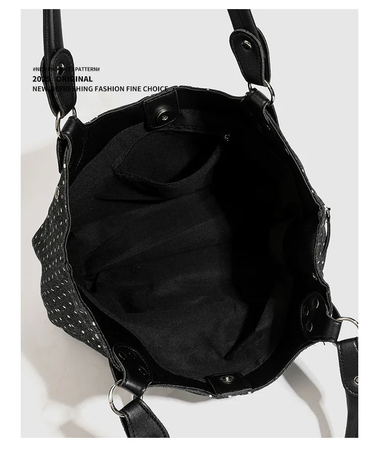 Fashionable Vintage Messenger Bags New Polka Dot Handbag Korean-style Large-capacity Tote Bags Versatile Comfortable Casual Bags