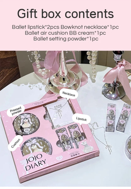 JOJO DIARY Ballet Day Series Makeup Gift Box Fitting Base Makeup Colored Lipstick Necklace Gift Giving