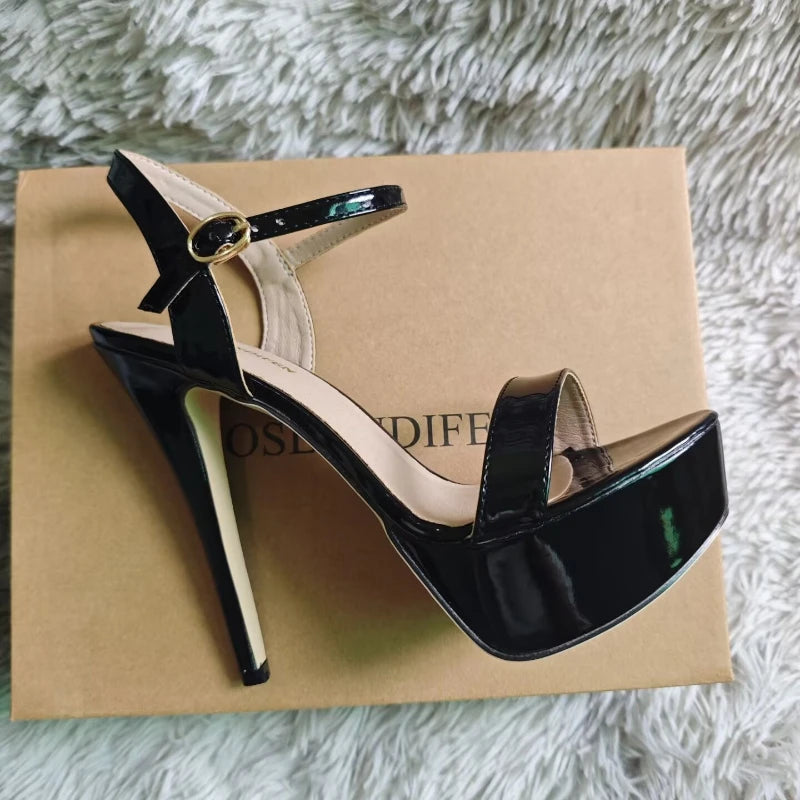 Women Peep Toes Sandals Stiletto Sexy Pumps Luxury Club 14cm Elegant Platform High Heels Nighclub Party Wedding Jazz Dance Shoes