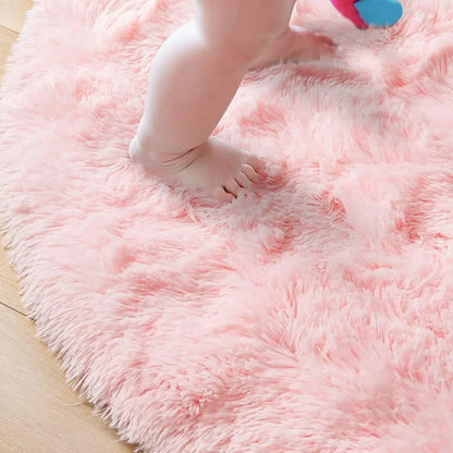 60/80/100/120/140/160 Round Rug Rainbow Fluffy Soft Area Rugs for Kids Girls Room Plush Shag Carpet Cute Circle Bedroom Decor