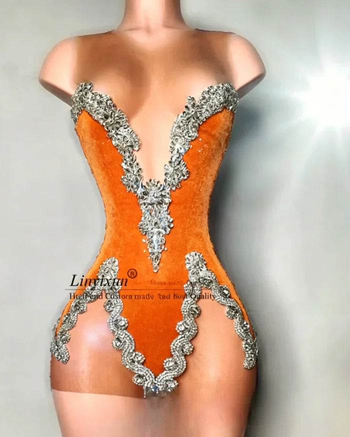 Sexy Short Prom Dresses With Crystal Diamond Customized Birthday Cocktail Gown Aso Ebi Scoop Neck Mini Homecoming Party Gowns