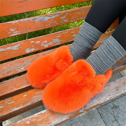 New Clogs Slippers Faux Mink Fur Slippers Women Shoes Woman 2025 Trend Plush Slipper Winter Warm Luxury Designer Shoes for Women