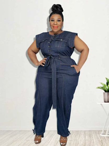 Women Clothes Summer Denim One Piece Overalls Casual Elegant Long Jumpsuits Female Pants Jumpsuit Plus Size Jean Jumpsuit