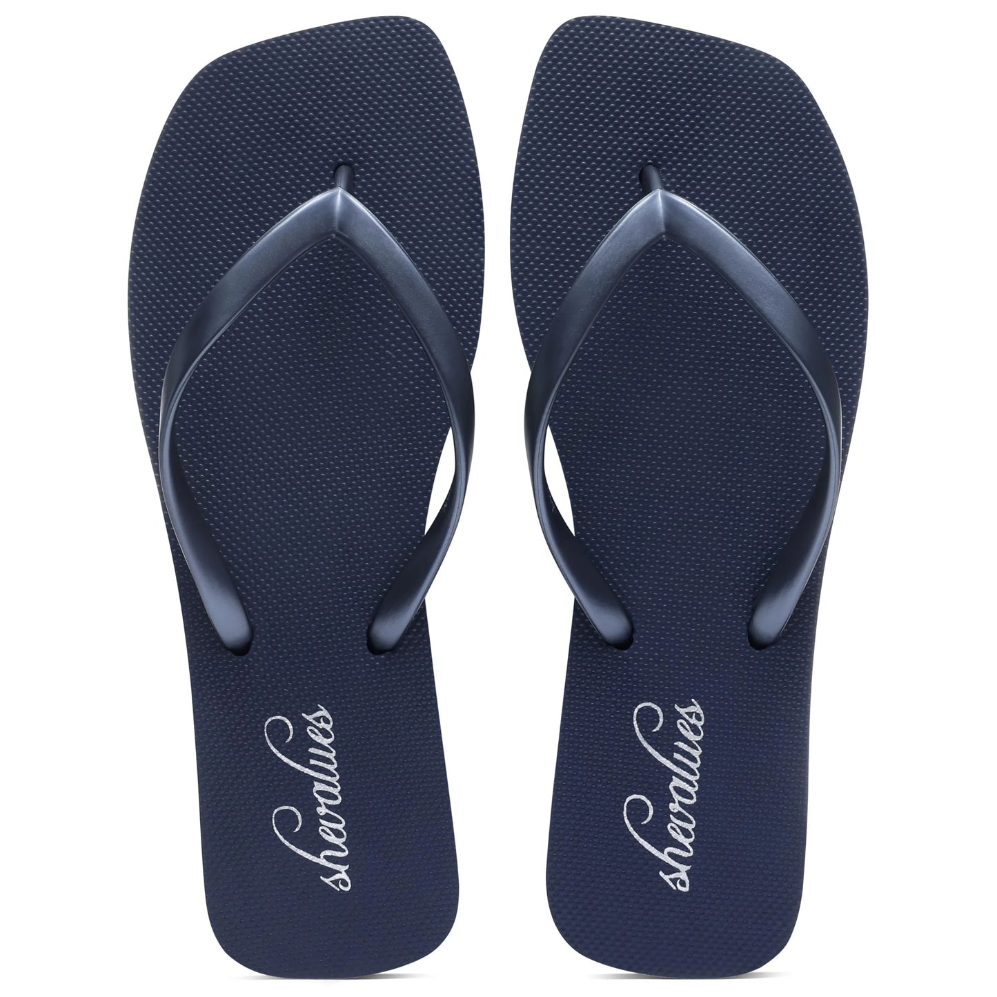 Evshine Women's Square Toe Flip Flops Summer New Comfort Rubber Beach Thong Sandals Lightweight Pool Slides Bath Shower Slippers