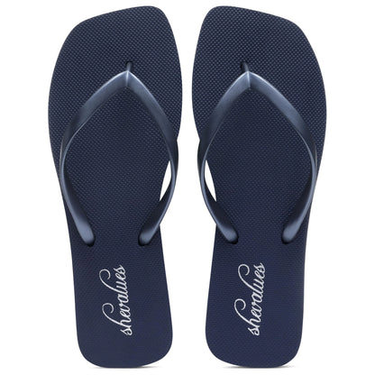 Evshine Women's Square Toe Flip Flops Summer New Comfort Rubber Beach Thong Sandals Lightweight Pool Slides Bath Shower Slippers