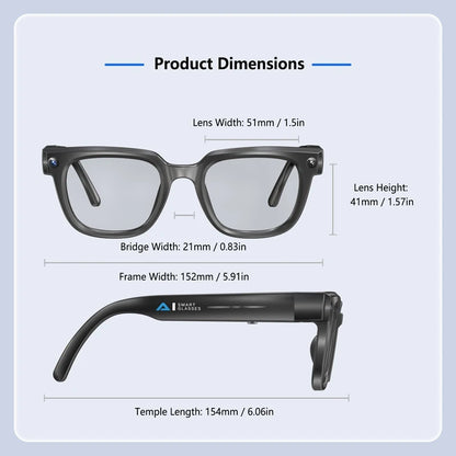 AI Smart Glasses Translation Glasses 8MP HD Camera 4K Shooting Image Bluetooth Call Recording Music Photo Recognition Sunglasses