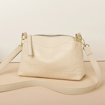 100% Genuine Cowhide Crocod Pattern Luxury Shoulder Bags For Women Designer Solid Color Soft Crossbody Bag Handbags Purses Sac