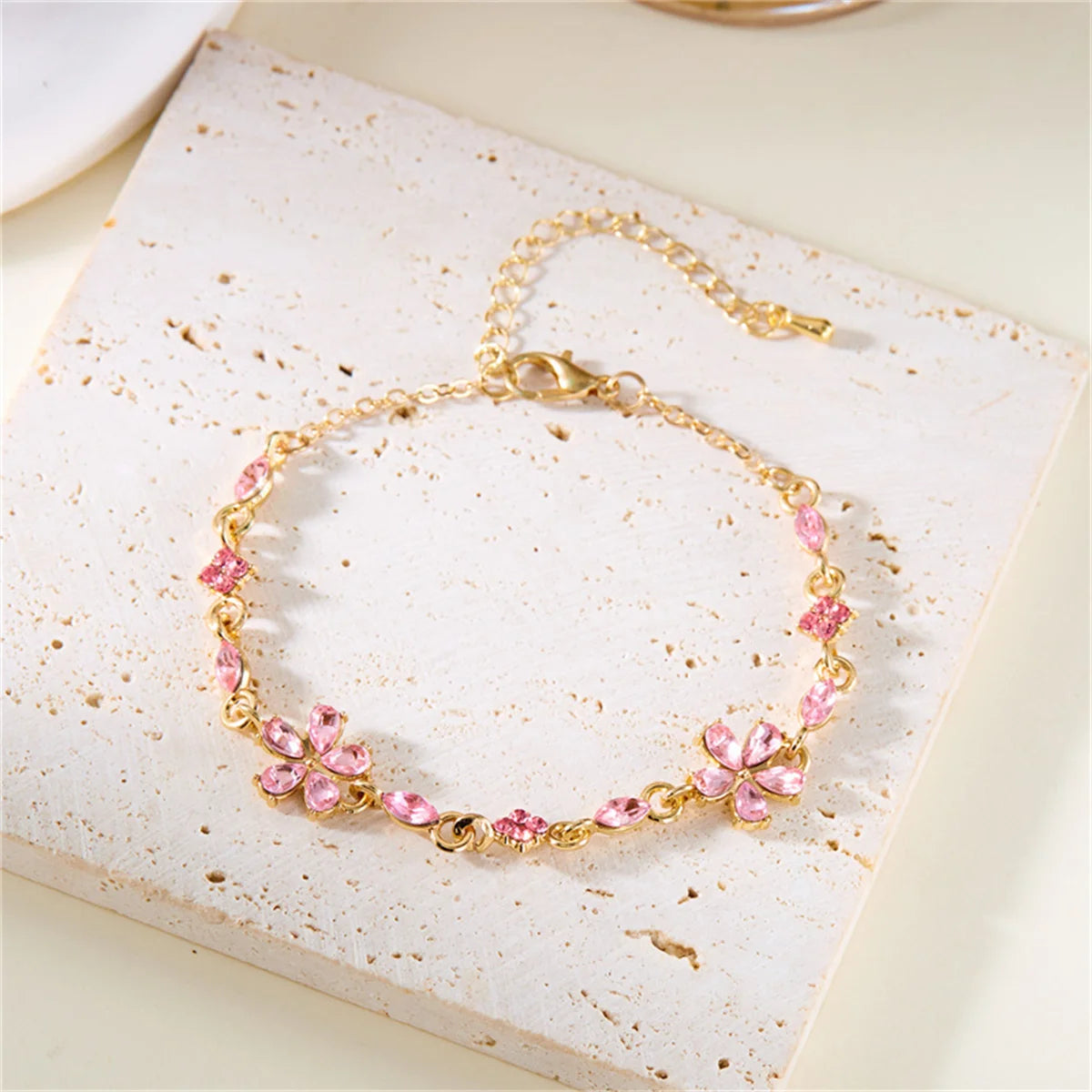Elegant Crystal Flowers Bracelets For Women Girls Y2K Sweet Sparkling Zircon Floral Plant Chain Bracelet Luxury Wedding Jewelry
