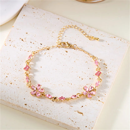 Elegant Crystal Flowers Bracelets For Women Girls Y2K Sweet Sparkling Zircon Floral Plant Chain Bracelet Luxury Wedding Jewelry