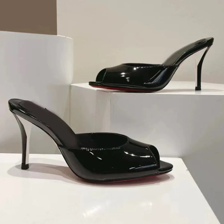 Summer New Women's Pointed Open Toothed Slim Fit High-heeled Slippers, Outdoor Sexy Sandals, Fashionable High-heeled Slippers