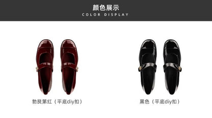 Women Two Tone Mary Jane Shoes 2026 New Patent Leather Buckle Strap Low Heel Casual Shoes For Office And Daily Wear Elegant